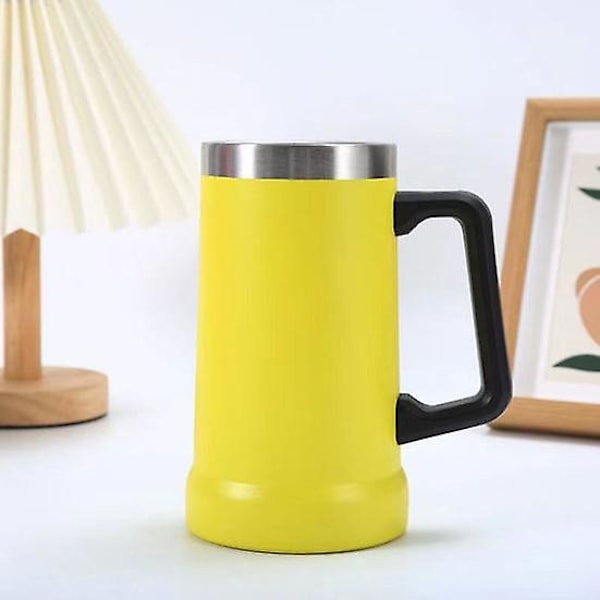 700ML Ølseidel Dobbel Vegg Isolering Rustfritt Stål Kaffekopp Termokopp for Varme Kalde Drikker Stort Håndtak Knusesikker Eventyr Drikkekopp white
