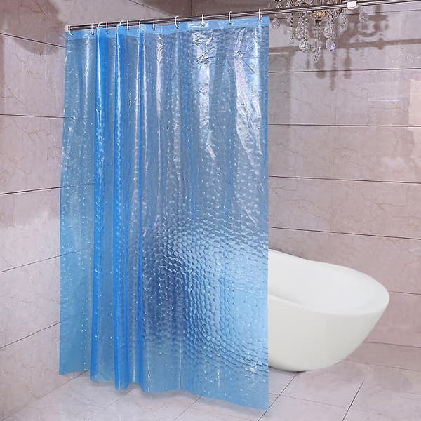 Duschdraperifoder, 4g Eva Blå Vattenkub Duschdraperifoder, Giftfri Luktfri Vattentäta Duschdraperier i Plast, 183x183 cm Med Öljetter 3 Mag