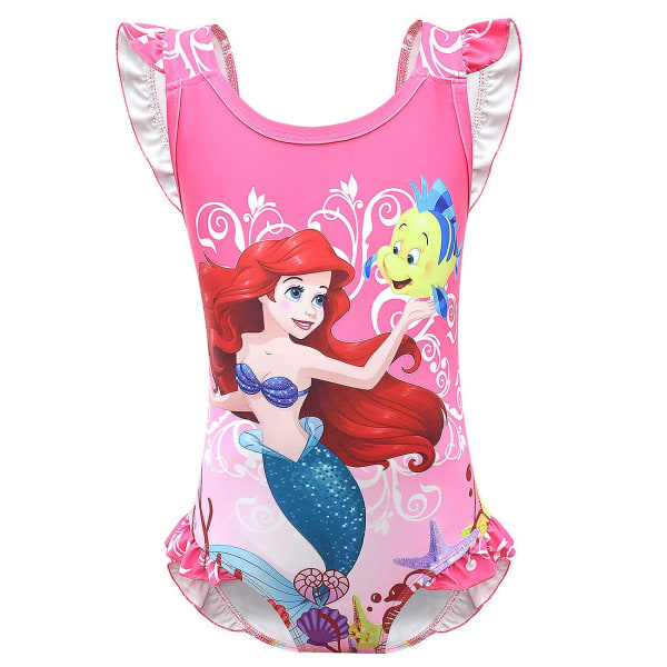 Tytöt Lapset Sarjakuva Merenneito Prinsessa Ariel Uimapuvut Bikinit Yksiosainen uimapuku uimapuku Rantavaatteet 110cm Pink