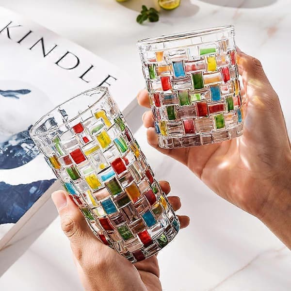 Färgat glas 11 oz drickskopp cocktail iskopp kaffe vatten te dryckeskopp