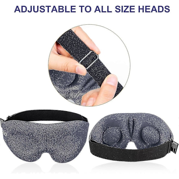 Sovmask för Män Kvinnor, 3D Konturformad Kupol Sovmask Ögonbindel, Konkav Formgjuten Nattsömnmask, Stänger Ute Ljus, Mjuk Bekväm Ögonskugga Grey