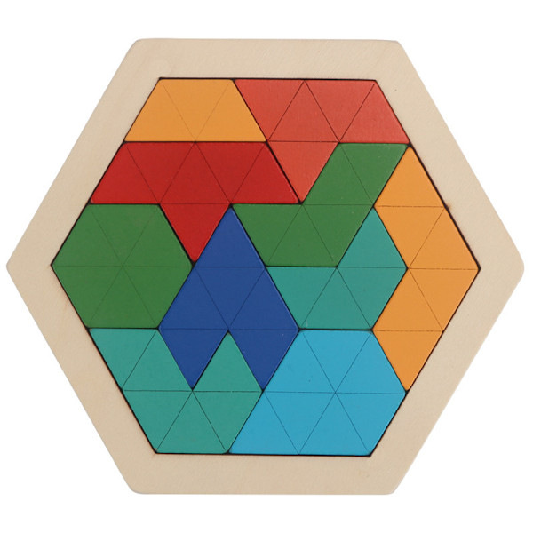 3D Hexagonala Träpussel Utbildningsspel För Barn Förskolebarn Tangrambräde Hjärn-IQ-Test Spel Montessori Leksaker Presenter
