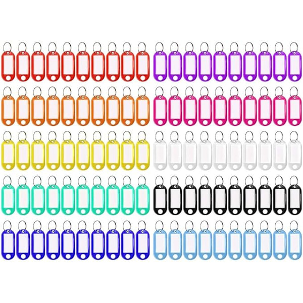 00 Plastik Nøgleringe til Skrivning, Nøgleidentifikationsmærker, Bæretasker, Kæledyrsbogmærker (10 Farver)