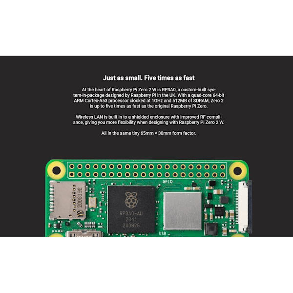 Raspberry Pi Zero 2W Raspberry Pi ZERO 2W Moderkort Trådlös Bluetooth WI-FI Utvecklingskortmodul