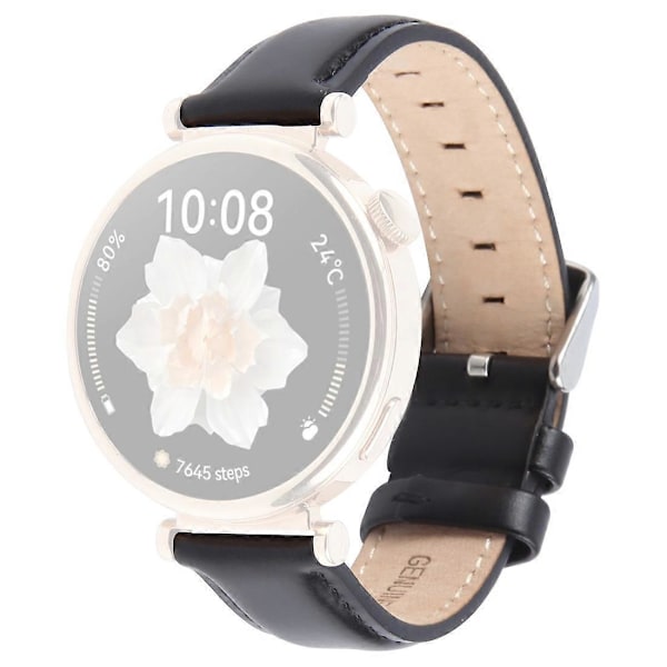 Til Garmin Lily 2 Active/Lily 2 håndledsrem 14mm Toplag Ko Læder Urrem - Sort Black
