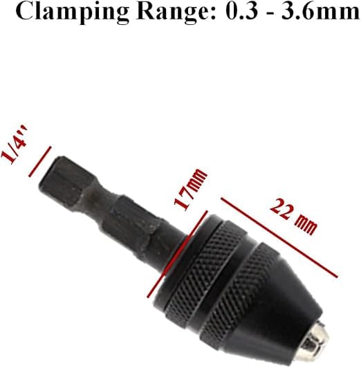 Borepatronadapter til slagnøgle - 3 stk. Mini borepatronadapter, nøglefri borepatron til slagnøgle (0,6-8 mm, 0,3-3,6 mmX2)