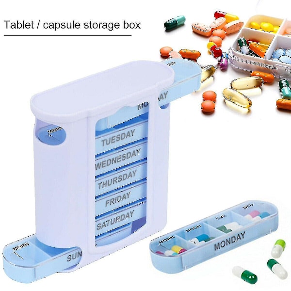 1x7 Dagars Veckopillerbox Organiserare Tablett Medicin Förvaringsdispenser Stor Stapelbar-YUHAO