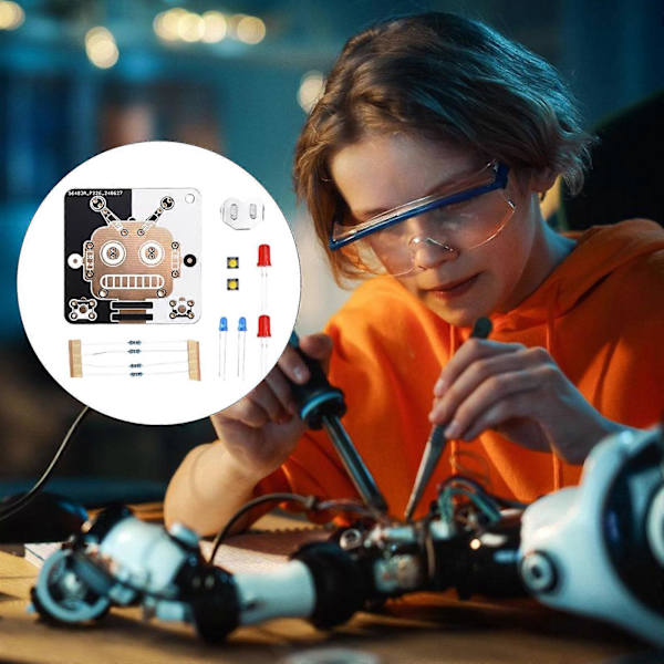 LED Robot Loddeøvelsessett for STEM-utdanning, holdbarhet, PCD-modul og lys