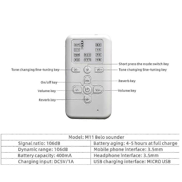 Ny M11 Stemmeforandrer 10 Stemmeforandrende Moduser Bluetooth USB Mini Lydkort Egnet for Spillankerinnspilling