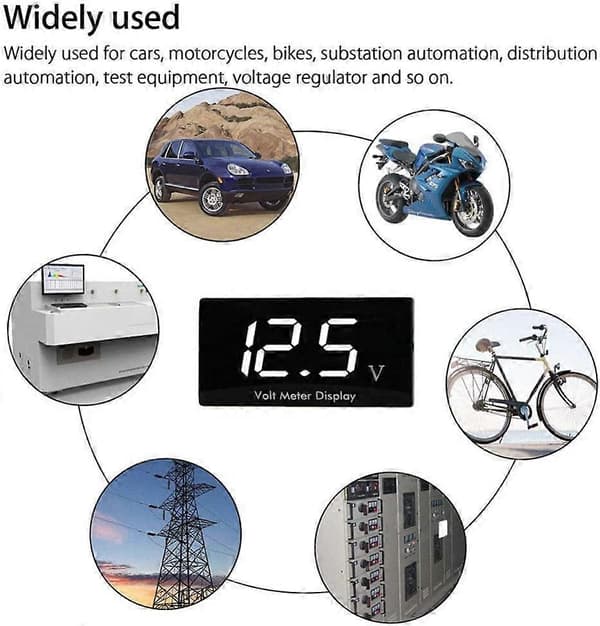 Bil DC 12V Digital Voltmeter LED Voltmeter Vattentät Stötsäker DC 12V Spänningsmätare Voltmeter för Motorcykel och Bil Spänningsmätare Voltmeter (Blå L