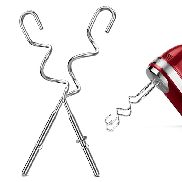 2 Sæt Dejkroge i Rustfrit Stål til Kitchenaid Håndmixer KHM512