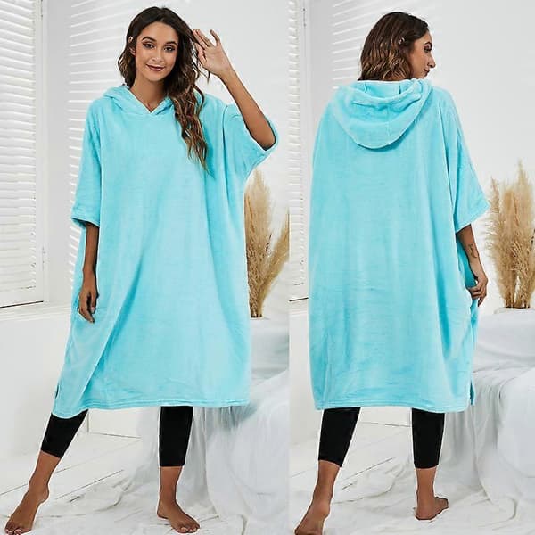 Dame Pullover Badekåpe Flanell Morgenkåpe Hette Bade Wrap Casual Plysj Loungewear M