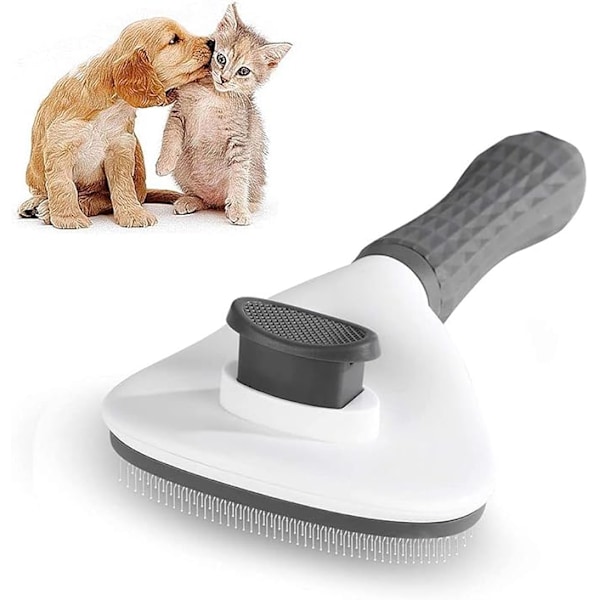 Hund Kattborste, Husdjursvårdskam för att ta bort löst hår och päls för hund, katt, kanin (Grå)