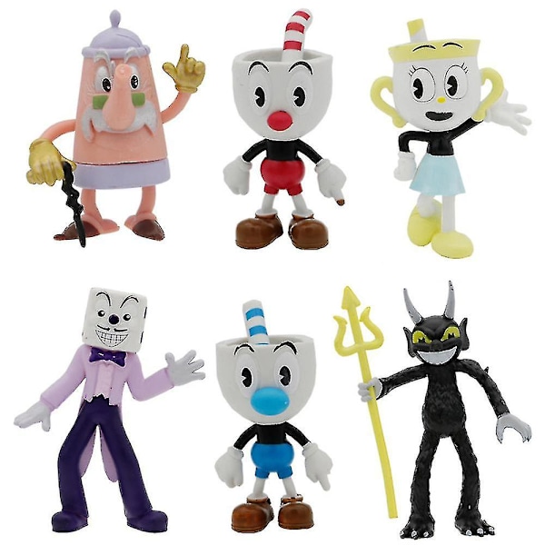 6 kpl/setti Pääpeli Pää Mugman Minä Figuuri Pöytäkakun Koristelu