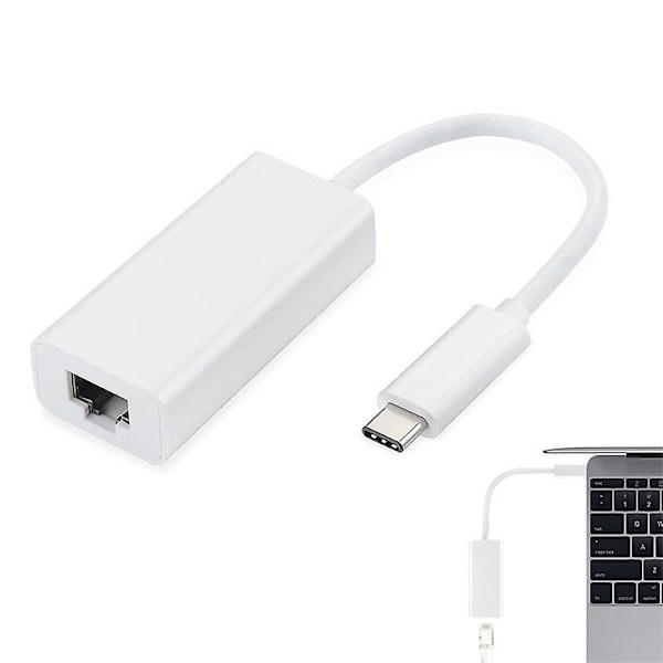 USB-C/TYPE-C - RJ45 Ethernet LAN Internet -kaapelisovitin MACBookille ja TypeC-laitteille