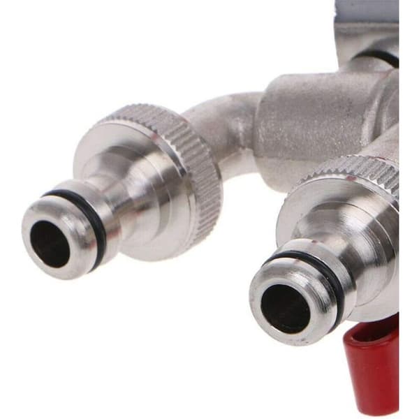 IBC S60X6 Messing dobbeltudløbsdrænventil, dobbelte 1/2\" ventiler, 1/2\" udløbsdiameter, 60 mm indløbsdiameter