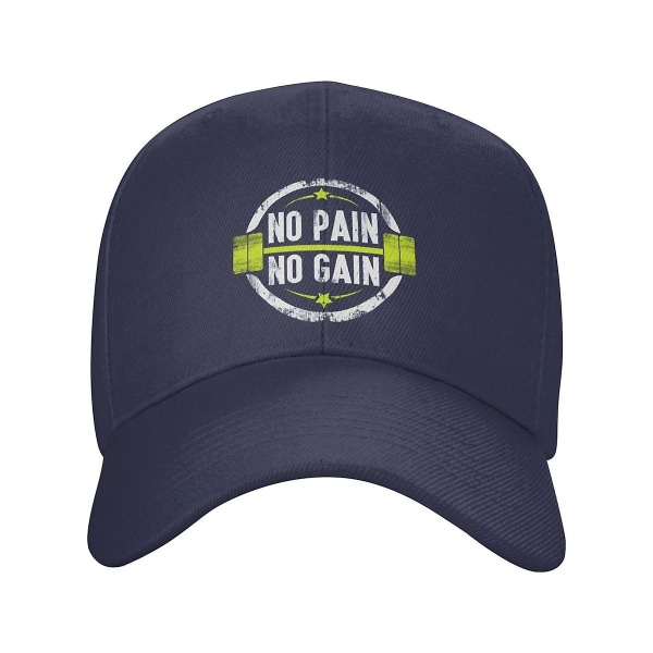 Personlig No Pain No Gain cap för män Kvinnor Andas Bodybuilding Fitness Gym Pappa Hatt Sport Navy Blue Baseball Cap