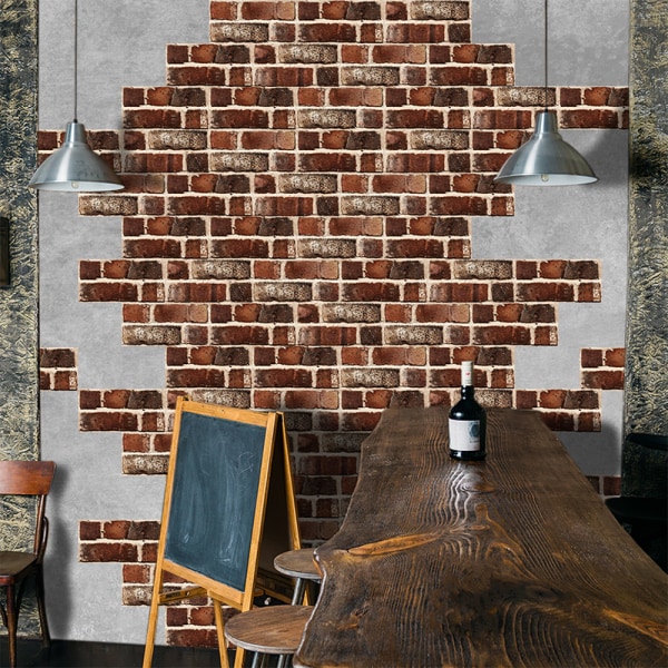 27 st 3D mosaik väggkakel klistermärke DIY självhäftande Red Brick,20x10cm