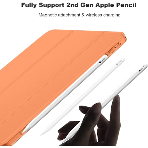 iPad Air 4 Skal 2020 - iPad Air 4:e Generationens Skal 10,9 Tum Lättviktigt Slimmat Fodral med Genomskinlig Frostad Hård Baksida [Stöd för Touch ID] (Orange)