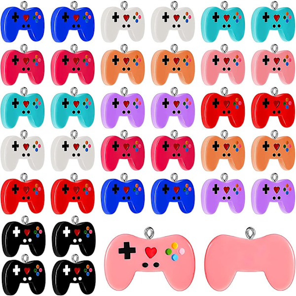 36 Stk. Videospil Controller Charms Farverige Spil Controller Nøglering Vedhæng Charms Videospil Resin Charm til DIY Smykkefremstilling Halskæde Armbånd