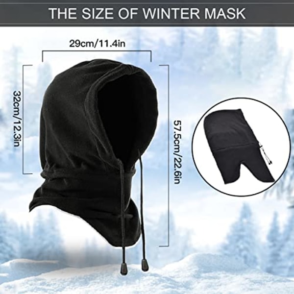 Mask Balaclava För män Kvinnor Thermal Fleece Motorcykel Masker Nackvärmare Mode Cover Hatt För Skidåkning Löpning Cykling Utomhussport Unisex blackone