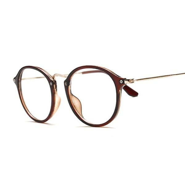 Heta runda klassiska klara glasögon Leopardbågar Vintage Damer Män Optiska glasögon Transparenta Klara Oculos Brown