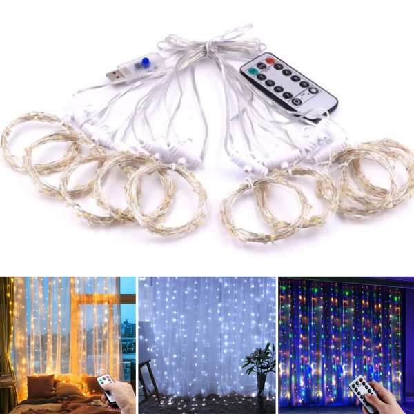 300LED USB Gardin Fairy Stringgardin Light Party Heminredning color 3*3m 300 lights