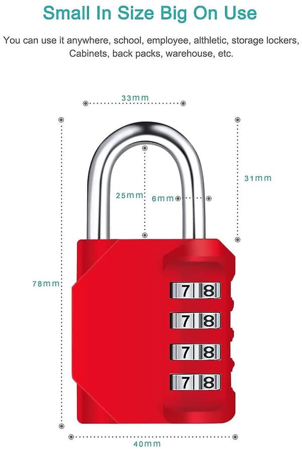 4-digit combination lock for cabinets - red 2 pcs