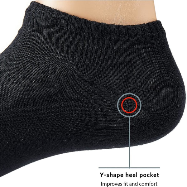 10 par bomuldsslim fit ankelsokker - åndbare og tykke polstrede sokker til mænd og kvinder