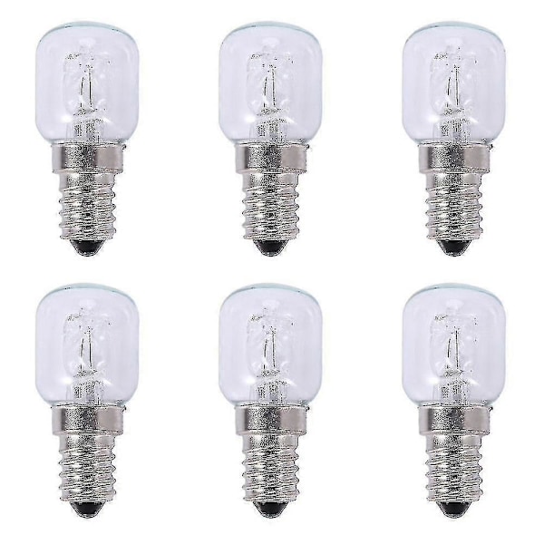 6x E14 Högtemperatur Lampa 500 Grader 25w Halogen Bubbla Ugnslampa E14 250v 25w Quartz Lampa