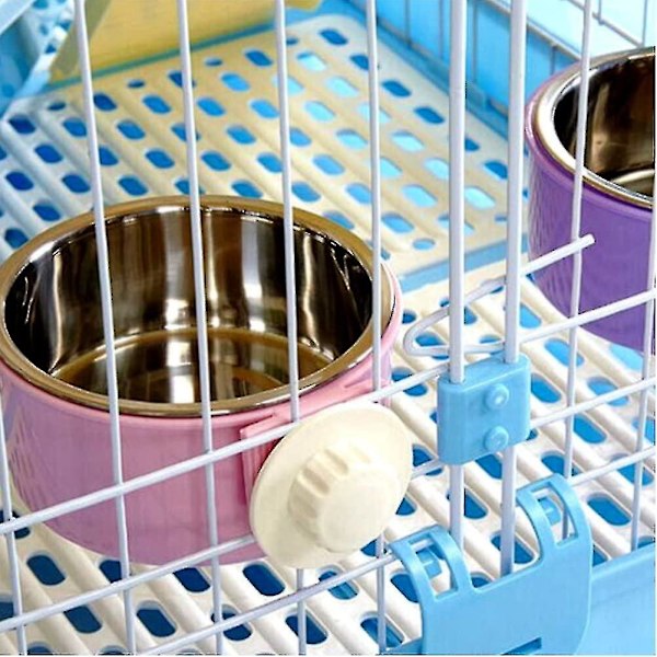 Rustfritt stål hundekatt bolle 2 i 1 hengende bur fôring bolle vannskål kjæledyr boller for store mellomstore små hunder katter hamstere valper for kasser bur-