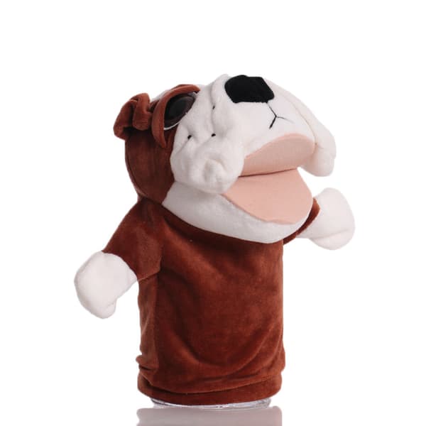 Plush handdocka, tecknad djurhanddocka, docka med rörlig mun, förskoleförälder-barn interaktionsguide