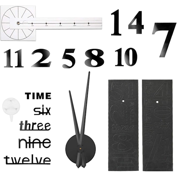 DIY Väggklocka Modern Unik Siffror Design Dekorativ, Silver