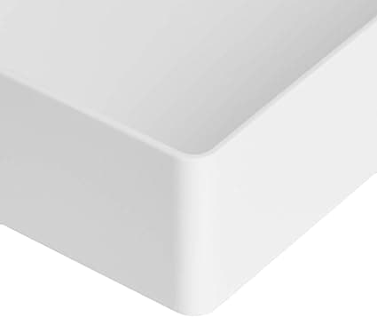 Rektangulær opbevaringsboks i plast, tilbehørsbakke, 24,1 x 17 x 5 cm, hvid