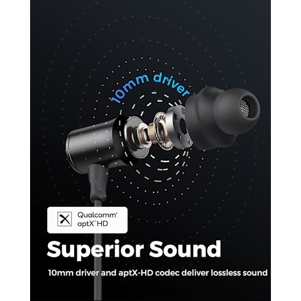 Q30 HD+ Bluetooth Hörlurar In-Ear Stereo Trådlösa 5.2 Magnetiska Hörlurar IPX5 Svettsäkra Öronsnäckor med Mikrofon för Sport