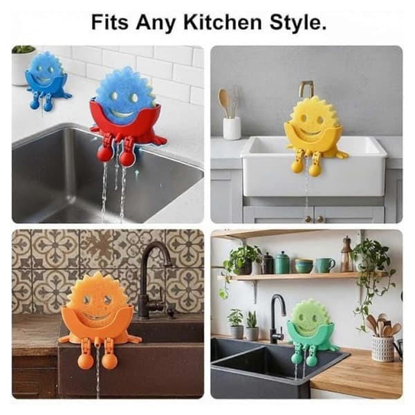 Svampställ med dränering 3D-printad Scrub Daddy-hållare Roligt svampställ för
