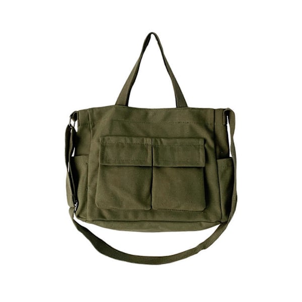 2023 NY Crossbody Väska Canvas Axelväska för Kvinnor Flicka Handväska Casual Tygväska Mode Skolväska Messenger Väska Bokväska Armégrön Army Green
