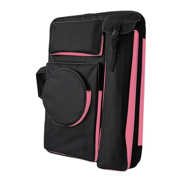 A4 Taideportfolio Laukku, Taiteilijan Reppu, Suuri Oxford-kangaskassi Piirustusalustan Kantolaukku Luonnoskirjalle Ulkona Piirtämiseen Black Pink
