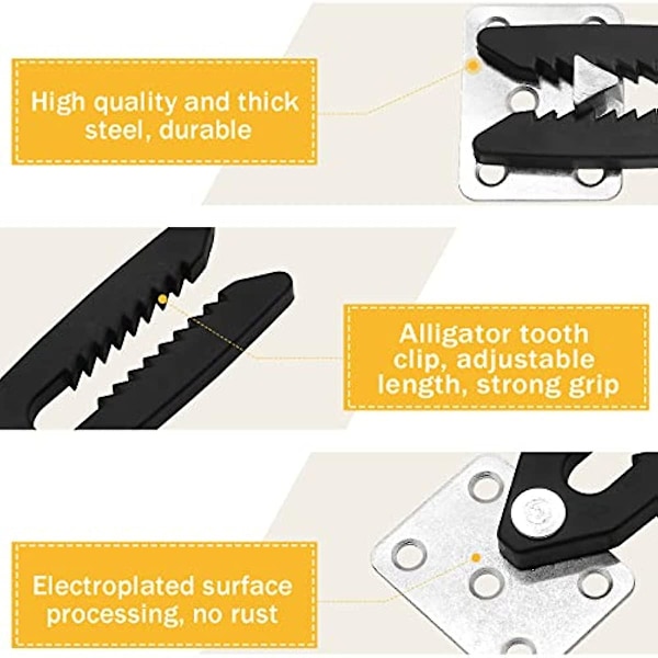 4 stk. Sektions Sofa Connector, Heavy Duty Sofa Snap Alligator Sofa Connector Sofa Interlocking Connector Møbel Joint Snap Med Monteringsskruer