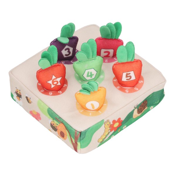 Morotsdocka utdragbar leksak Färg Matchande nummer Rädisor Skörd Grönsaksfält Plyschleksak Sorteringsspel för barn Interaktion 6 Number