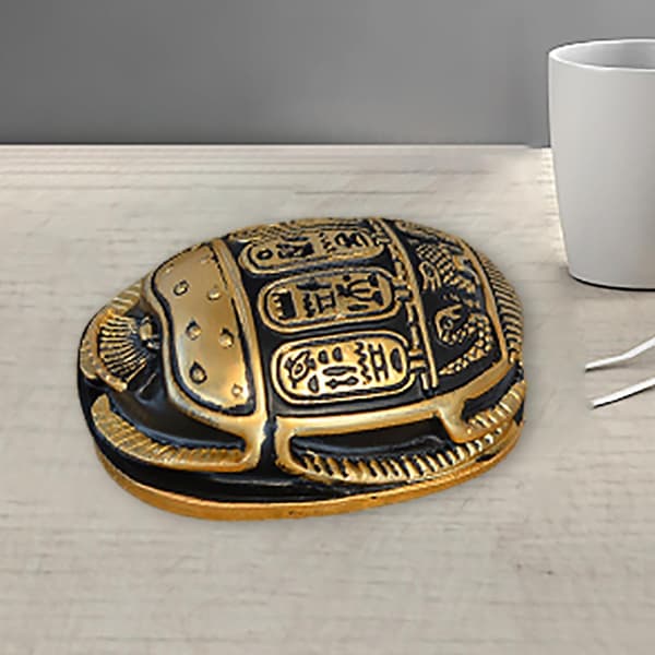 Klassisk egyptisk amulett skarabédekorasjon for stue samleobjekt gave 8,5x6x3cm