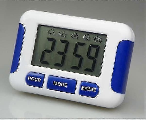 Multi-alarm timer for pillepåminnelse, blå farge