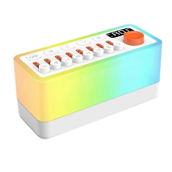 White Noise Sömnljudmaskin med 8 ljud, Portabel Bluetooth-högtalare, 12 Färger Nattlampor