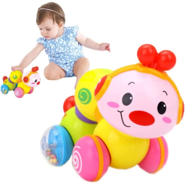 Babylæringsleker 6 til 12 måneder - Trykk og gå babykrypeleker - Lysende musikkleker for 6 måneder - Babyleker 12-18 måneder - Gaver til 1 år gammel gutt