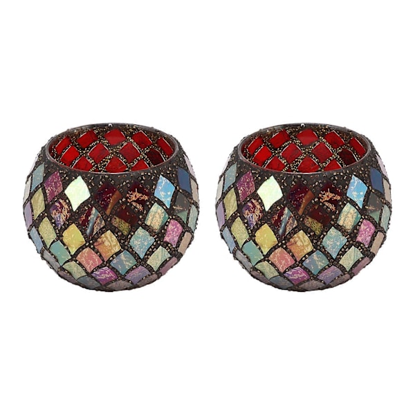 Mosaik Glas Ljusstake Handgjord Doftljuskopp LED Ljusstativ för Hemmet