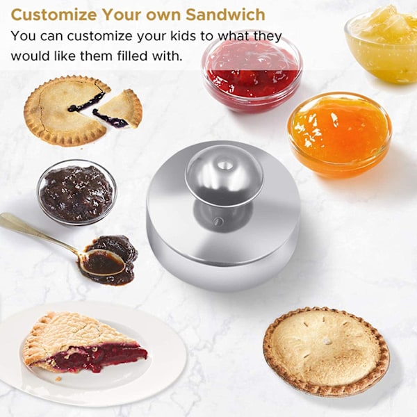 Sandwichkutter Forsegler DIY Sandwichmaker Barn Lunsj Kjeks/Peanøtt/Smør/Syltetøy, 100% Helt Ny