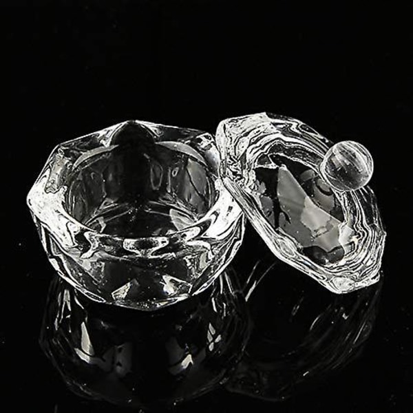 Katea 2 st Klar Nagelkonst Akryl Flytande Pulver Dappen Skål Glas Kristall Kopp Glasbehållare Med Lock För Nagelkonst Manikyr Vårdverktyg