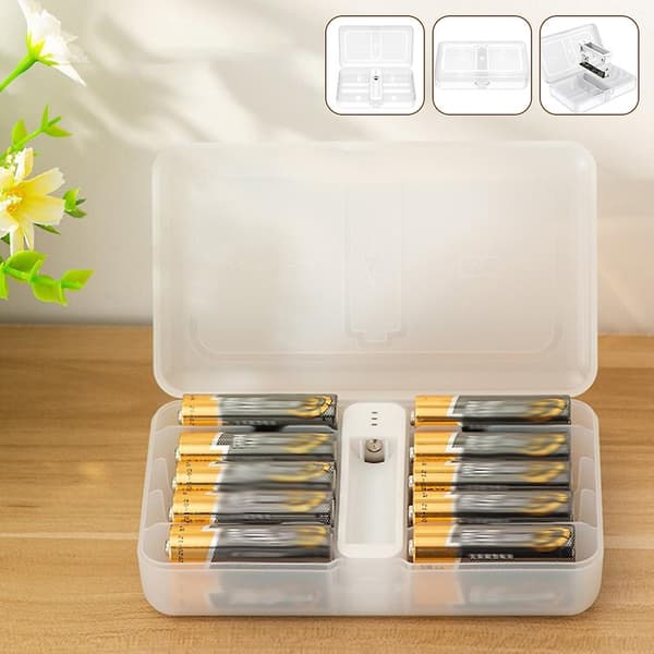 AA/AAA Plastik Opbevaringsboks Stor Kapacitet Transparent Batteri Organizer til AA/AAA Batterier