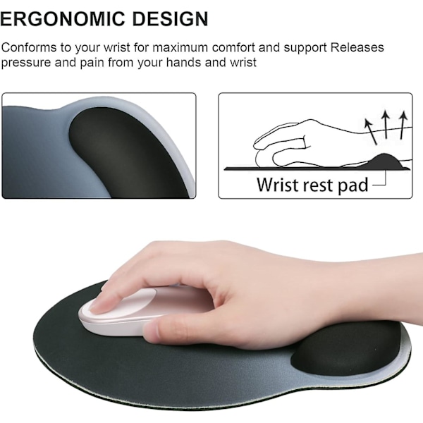 iLeadon Ergonomisk Musmatta med Handledsstöd Gradient, Halkfri Gummibas Minnesskum Handledsstöd för Hem, Kontor Enkel Skrivning & Smärtlindring, Graphi