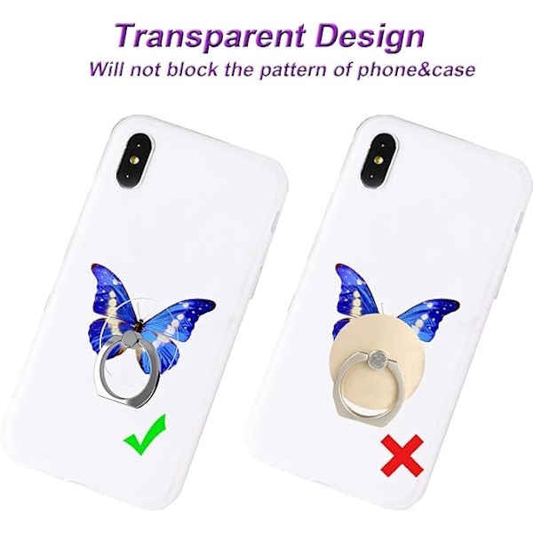 Transparent Klar Telefonring Grepp Hållare Ställ, Fingerring Ställ för Mobiltelefon Surfplatta Fodral Tillbehör